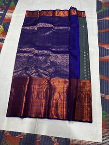 Grey &amp; Blue Pure Kanchipuram Silk Saree