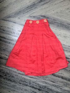Coral Pleated Skirt
