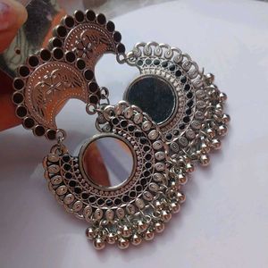 Silver Mirror Jhumka