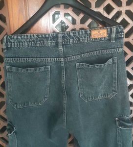 Blue-Grey Washed Cargo Jeans