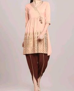 Peach Printed Kurta