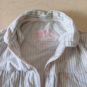 Beautiful Stripes And Heart Pattern Kids Nightsuit