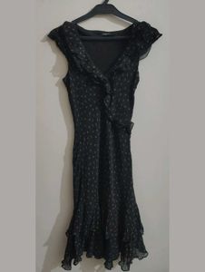 Caroll Black Floral Print Midi Dress