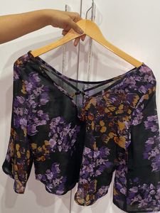 Black Georgette Floral Top