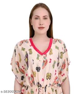 Printed butterfly  Nightwear Fancy Satin silky sty