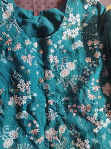 Teal Embroidered Kurti