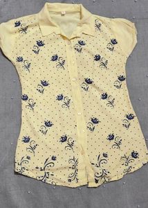 Half Sleeve  Yellow Shirt