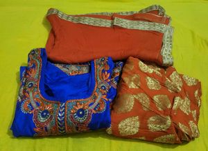 Elegant Blue Embroidered suit salwar dupatta