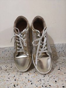 ✨ Gold Party-Wear Sneakers — Like New ✨