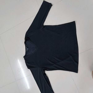 Black Long Sleeve Top V Neck