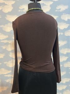 Brown Cutout Long Sleeve Top
