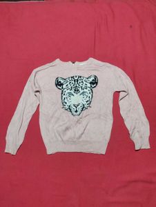 Pink Leopard Knit Sweater – Size 5/6