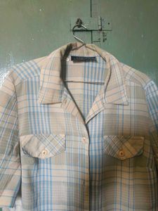 Oversized Cubon Collar Check Shirt