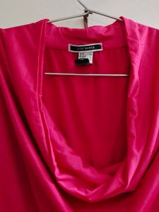 Hot Pink Cowl Neck Sleeveless Top