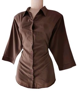 Brown Button-Down Shirt Fro For Women