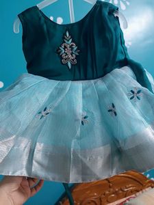 Elegant Teal & Blue Embroidered Dress