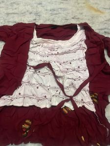 Unique Burgundy &amp; White Dress