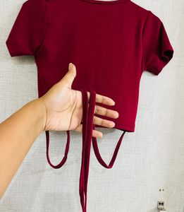 Maroon Crop Top - Size S