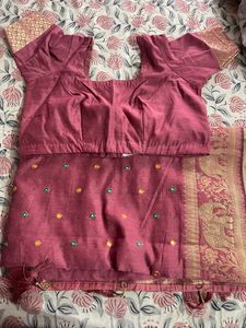 Maroon Silk Saree with Blouse