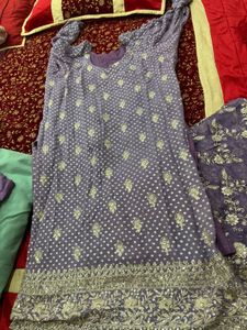 Embroidered Purple Dupatta
