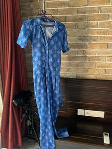 Blue Printed Jumpsuit