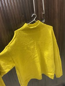 Yellow Knit Turtleneck Sweater