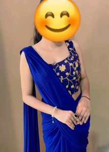 Blue Saari With Blouse