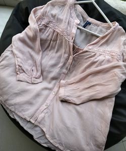 Light Pink Shirt Top For Women