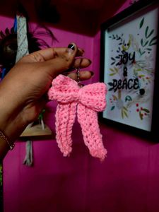 Cute handmade bow corchet keychains