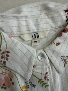 AND Half Sleeves Rayon Off White Tie-Up Shirt