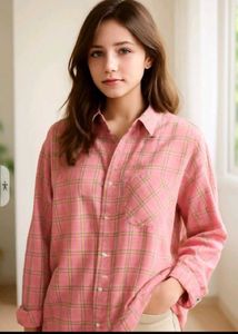 Pink Plaid Casual Baggy Shirt💗💗