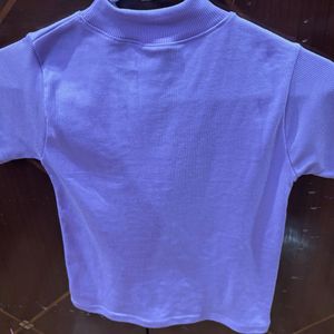 Lavender Zip Ribbed Top