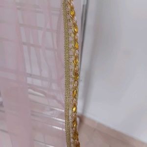 Mauve Anarkali Dress with Gold Detail
