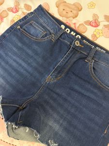 Blue Denim Ripped Shorts