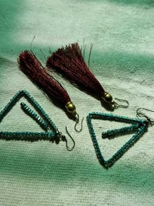 Triangle And Tassle Eaaring Combo