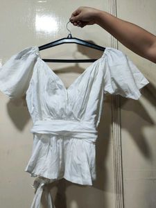 White Puff Sleeve Top