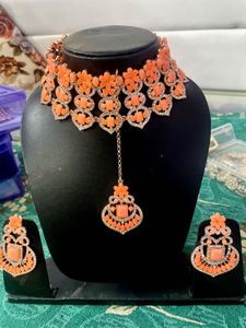 Peach Choker Set with Earrings🤩👍👌