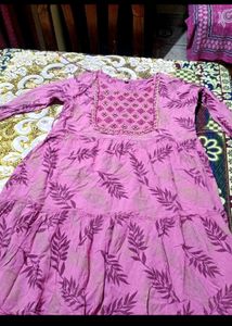 Pink Floral Print Dress