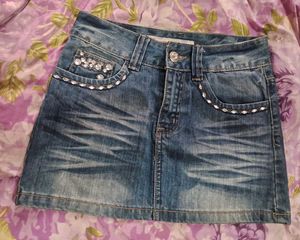 Trendy Blue Denim Skirt