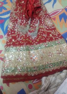 Bridal Lahnga, Chunni Blouse Red