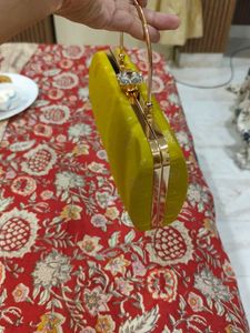 Mustard Hand Clutch With Sling