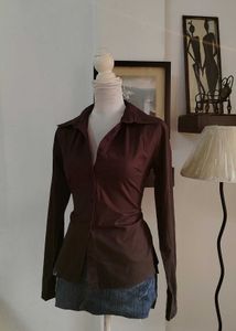 Brown button down Long Sleeve Shirt