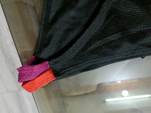 Black Colourful Straps Penty