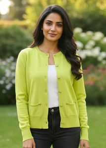 Lime Green Knit Cardigan