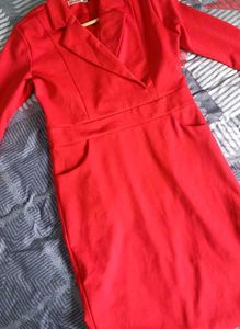 Modest Red Blazer Dress for corporate boss ladies