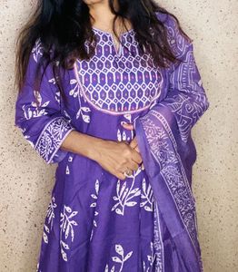 Purple Printed Kurta Set
