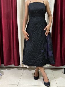 Vintage 90s Slik Long Floral Black Gown