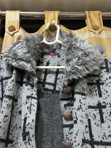 Patterned Fur Collar Unisex Jacket