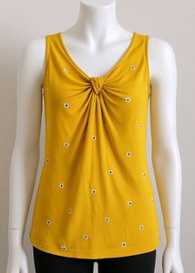 Ann Taylor Mustard Knotted Front SleevelessTop