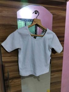White Ribbed Crop Top
